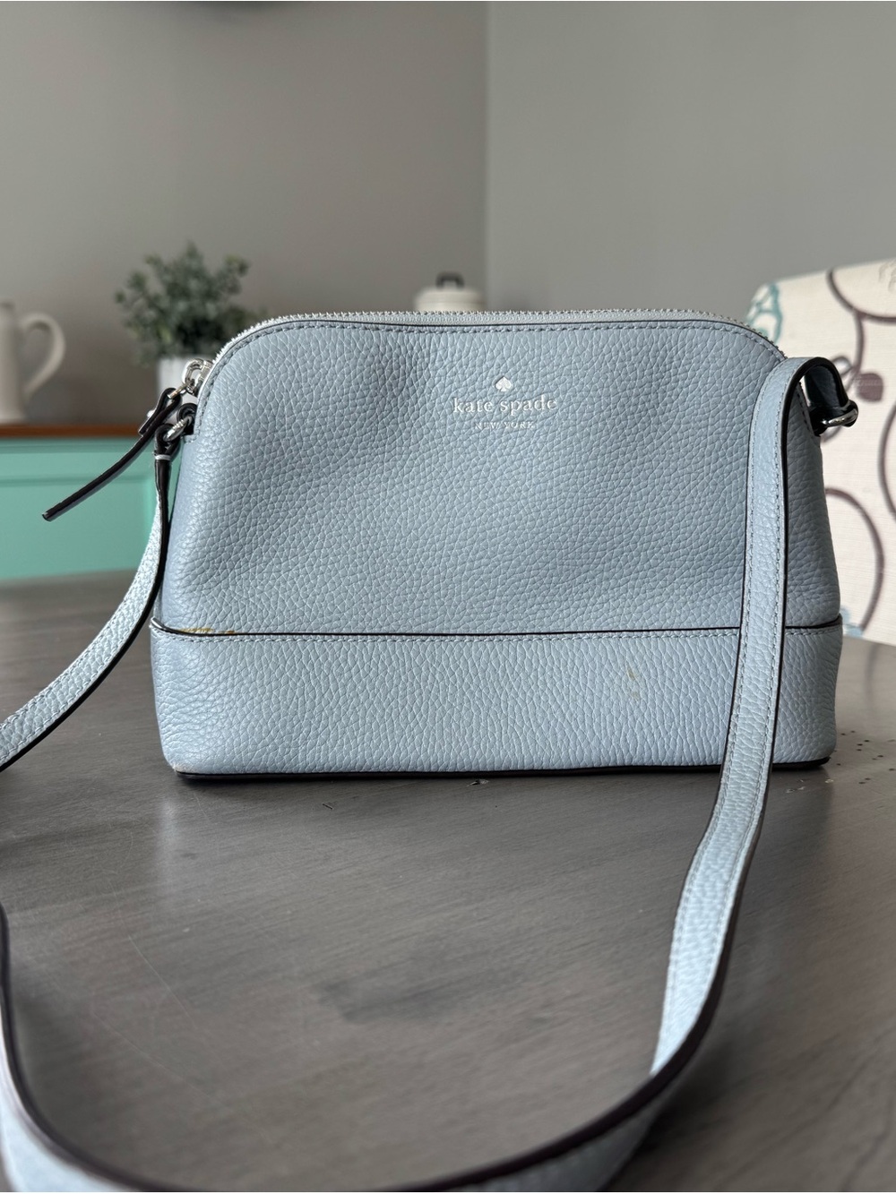 kate spade Light Blue Pebbled Leather Crossbody Bag